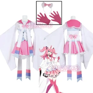 6PCS SSylveonn Cosplay Costume Anime Cosplay Dress Gloves Hair Accessories Halloween Party Costume Suit Women Men