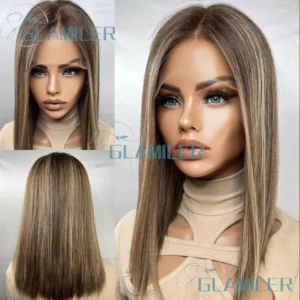 Brown Blonde #4/27 Highlight Full End Human Hair 5x5 Silk Top Closure Wigs Pre Plucked Brazilian 13x6/360 Full Lace Wigs