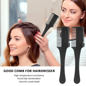 Black Handle Hair Cutting Comb Hair Brushes with Razor Blades Cutting Thinning Trimmin Hair DIY Salon Styling Tools 1PC