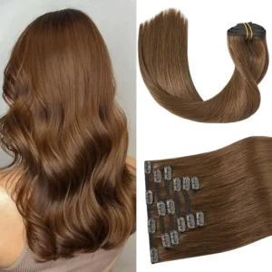 100% Human Hair Clip In Extensions 7 Pieces Straight Hair Customizable Color Match Any Length Weight You Need