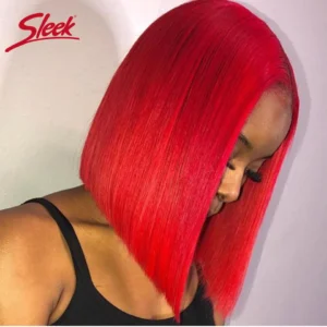 Sleek Red Bob Wigs Brazilian Human Hair Pink Color Orange Blond 13*4 Lace Front Part Human Hair Wigs 180% Density Remy Hair Wigs